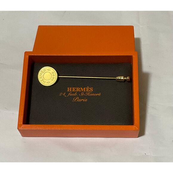 Hermès Clou de Selle Stick Pin 18K yellow gold-plated W/Box